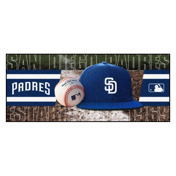 FanMats® - San Diego Padres 30" x 72" Nylon Face Baseball Runner Mat with "SD" Logo