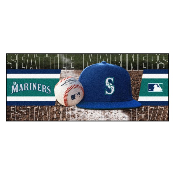 FanMats® - Seattle Mariners 30" x 72" Nylon Face Baseball Runner Mat with "Circular Seattle Mariners Compass" Logo