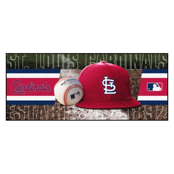 FanMats® - St. Louis Cardinals 30" x 72" Nylon Face Baseball Runner Mat with "Cardinal with Bat & Cardinals Wordmark" Logo