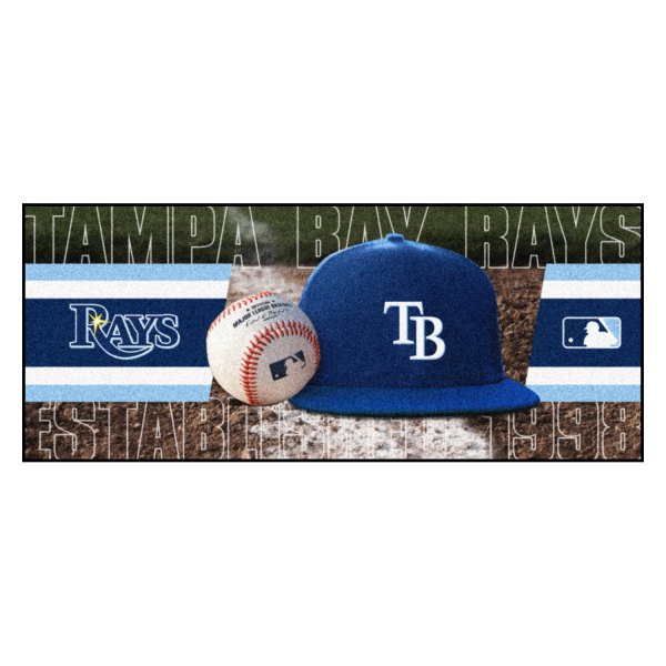 FanMats® - Tampa Bay Rays 30" x 72" Nylon Face Baseball Runner Mat with "Baseball Diamond & Rays Wordmark" Logo