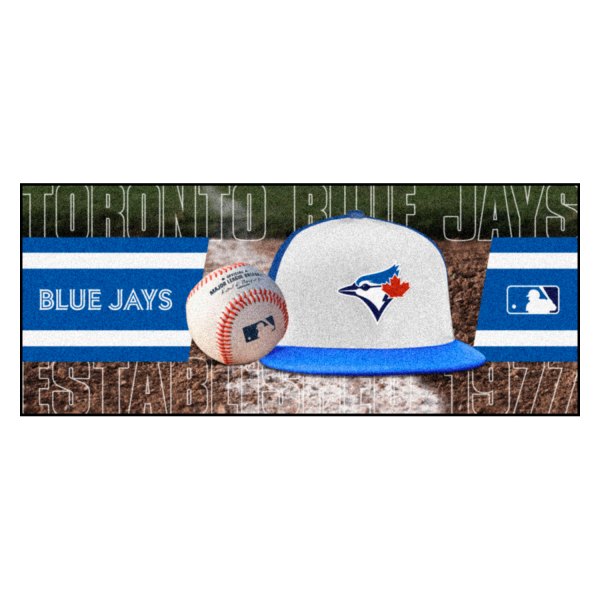 FanMats® - Toronto Blue Jays 30" x 72" Nylon Face Baseball Runner Mat with "Circular Toronto Blue Jays & Blue Jay" Logo