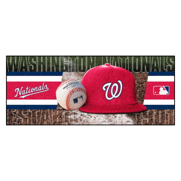 FanMats® - Washington Nationals 30" x 72" Nylon Face Baseball Runner Mat with "Circular Washington Nationals with W" Logo