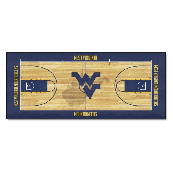 FanMats® - West Virginia University 30" x 72" Nylon Face Basketball Court Runner Mat with "WV" Logo & Wordmark
