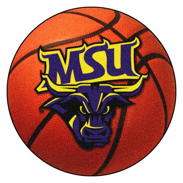 FanMats® - Minnesota State University (Mankato) 27" Dia Nylon Face Basketball Ball Floor Mat with "MSU & Maverick" Logo