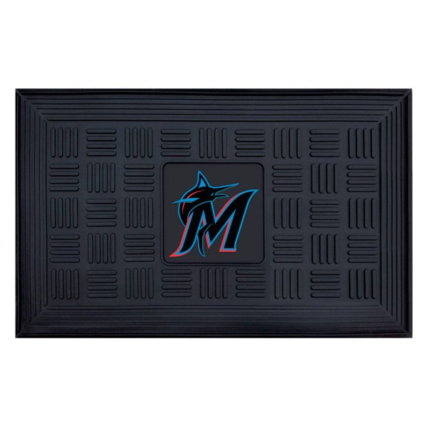 FanMats® - Miami Marlins 19.5" x 31.25" Ridged Vinyl Door Mat with "M" Logo