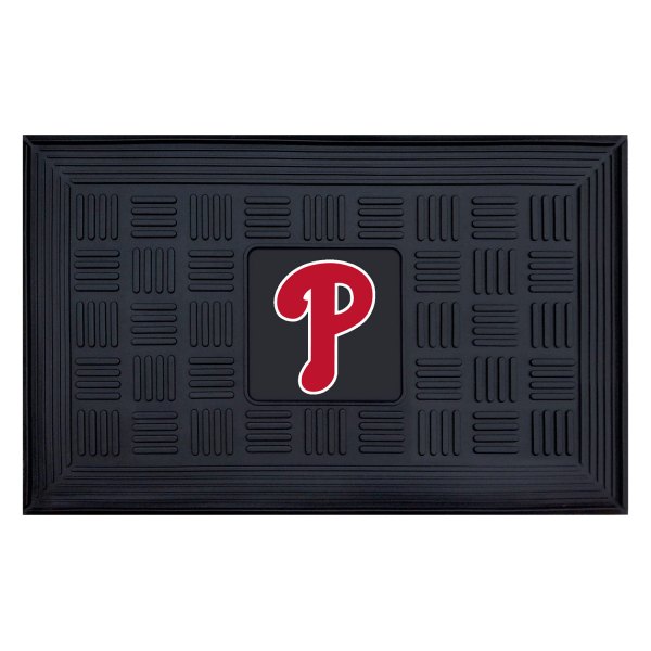 FanMats® - Philadelphia Phillies 19.5" x 31.25" Ridged Vinyl Door Mat with "Baseball Diamond, Bell & Script Phillies" Logo
