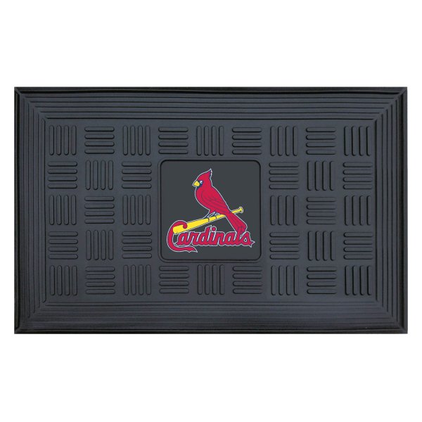 FanMats® - St. Louis Cardinals 19.5" x 31.25" Ridged Vinyl Door Mat with "Cardinal with Bat & Cardinals Wordmark" Logo