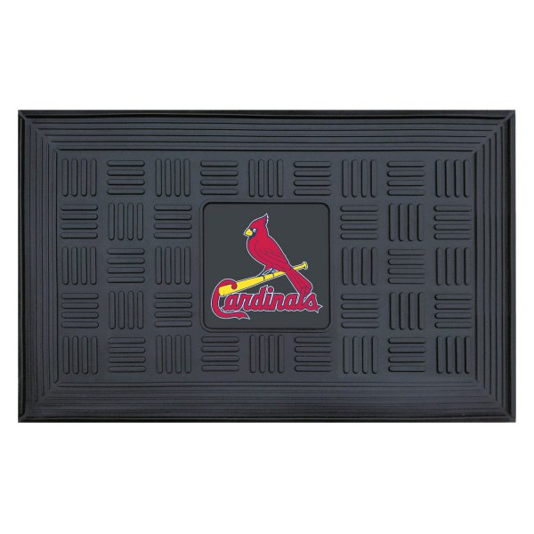 FanMats® - St. Louis Cardinals 19.5" x 31.25" Ridged Vinyl Door Mat with "Cardinal with Bat & Cardinals Wordmark" Logo