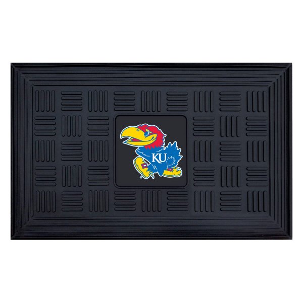 FanMats® - University of Kansas 19.5" x 31.25" Ridged Vinyl Door Mat with "KU Bird" Logo