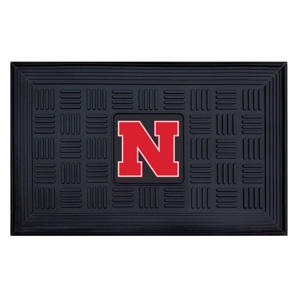 FanMats® - University of Nebraska 19.5" x 31.25" Ridged Vinyl Door Mat with "Block N" Logo