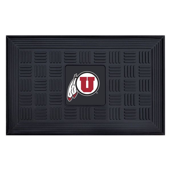 FanMats® - University of Utah 19.5" x 31.25" Ridged Vinyl Door Mat with "Circle U & Feathers" Logo