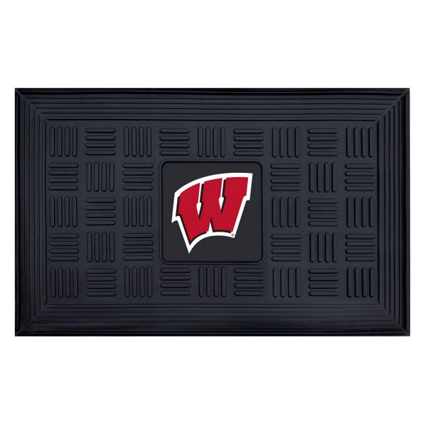 FanMats® - University of Wisconsin 19.5" x 31.25" Ridged Vinyl Door Mat with "W" Logo