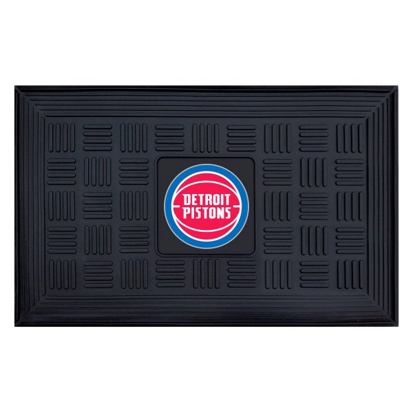 FanMats® - Detroit Pistons 19.5" x 31.25" Ridged Vinyl Door Mat with "Basketball with Wordmark" Logo