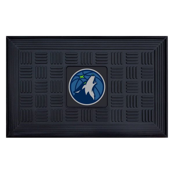 FanMats® - Minnesota Timberwolves 19.5" x 31.25" Ridged Vinyl Door Mat with "Basketball & Wolf" Partial Logo