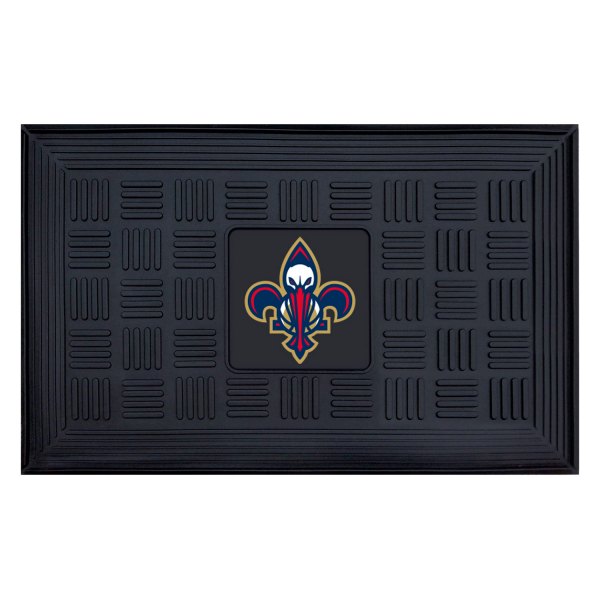 FanMats® - New Orleans Pelicans 19.5" x 31.25" Ridged Vinyl Door Mat with "Fluer-de-lis Pelican" Secondary Logo