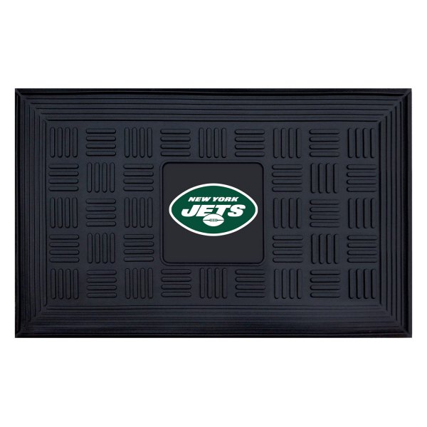 FanMats® - New York Jets 19.5" x 31.25" Ridged Vinyl Door Mat with "Oval NY Jets" Logo