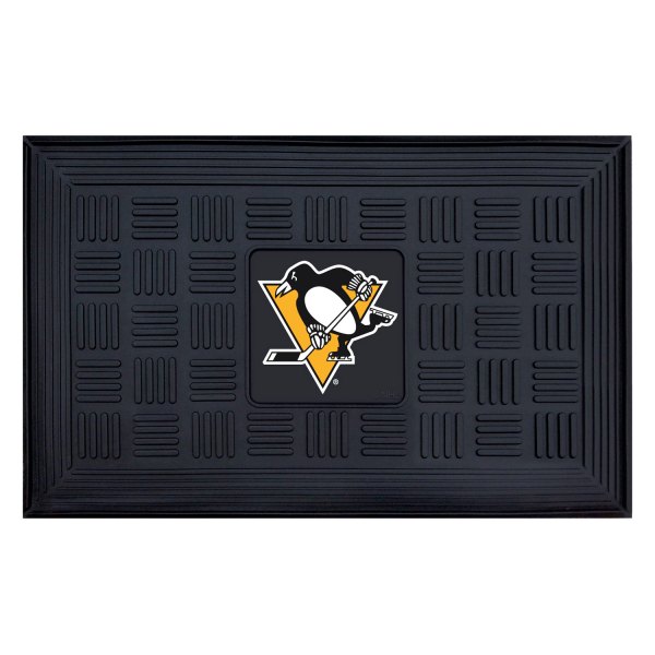 FanMats® - Pittsburgh Penguins 19.5" x 31.25" Ridged Vinyl Door Mat with "Penguins" Logo