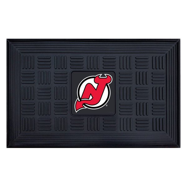 FanMats® - New Jersey Devils 19.5" x 31.25" Ridged Vinyl Door Mat with "NJ Devil Horn" Logo