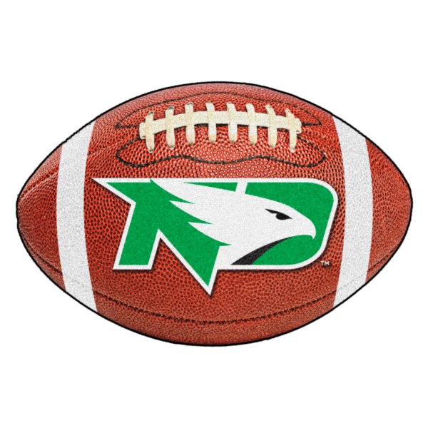 FanMats® - University of North Dakota 20.5" x 32.5" Nylon Face Football Ball Floor Mat with "ND Hawk" Logo