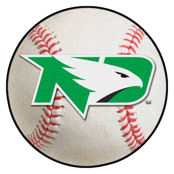 FanMats® - University of North Dakota 27" Dia Nylon Face Baseball Ball Floor Mat with "ND Hawk" Logo