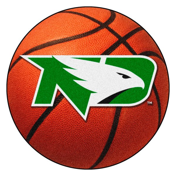 FanMats® - University of North Dakota 27" Dia Nylon Face Basketball Ball Floor Mat with "ND Hawk" Logo