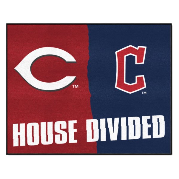 FanMats® - Cincinnati Reds/Cleveland Indians 33.75" x 42.5" Nylon Face House Divided Floor Mat
