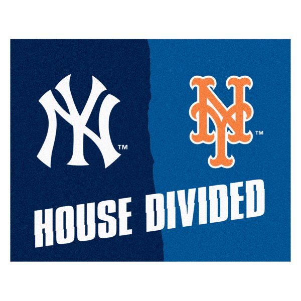 FanMats® - New York Yankees/New York Mets 33.75" x 42.5" Nylon Face House Divided Floor Mat