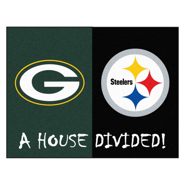 FanMats® - Green Bay Packers/Pittsburgh Steelers 33.75" x 42.5" Nylon Face House Divided Floor Mat