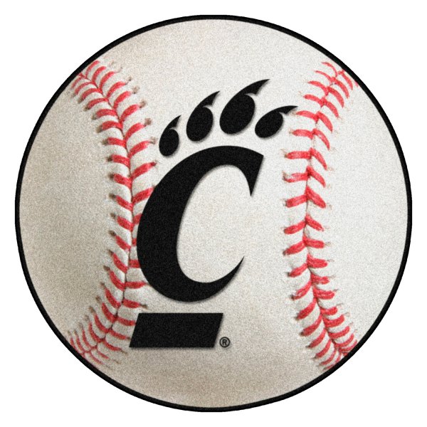 FanMats® - University of Cincinnati 27" Dia Nylon Face Baseball Ball Floor Mat with "C Bear Claw" Logo