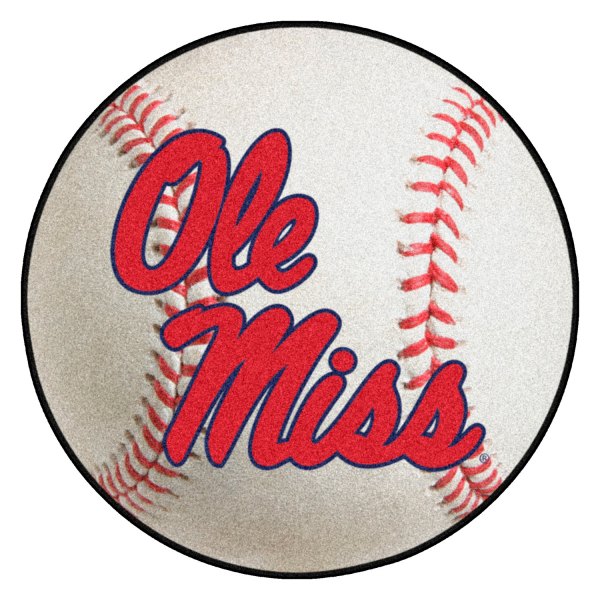 FanMats® - University of Mississippi (Ole Miss) 27" Dia Nylon Face Baseball Ball Floor Mat with "Ole Miss" Script Logo