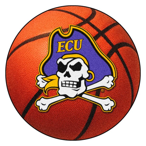 FanMats® - East Carolina University 27" Dia Nylon Face Basketball Ball Floor Mat with "Pirate Skull" Logo