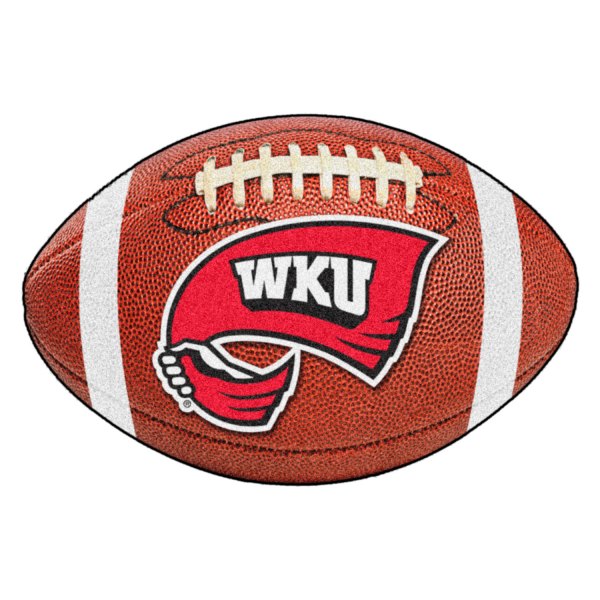 FanMats® - Western Kentucky University 20.5" x 32.5" Nylon Face Football Ball Floor Mat with "Flag WKU" Logo