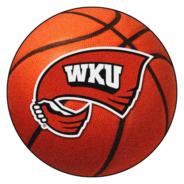 FanMats® - Western Kentucky University 27" Dia Nylon Face Basketball Ball Floor Mat with "Flag WKU" Logo