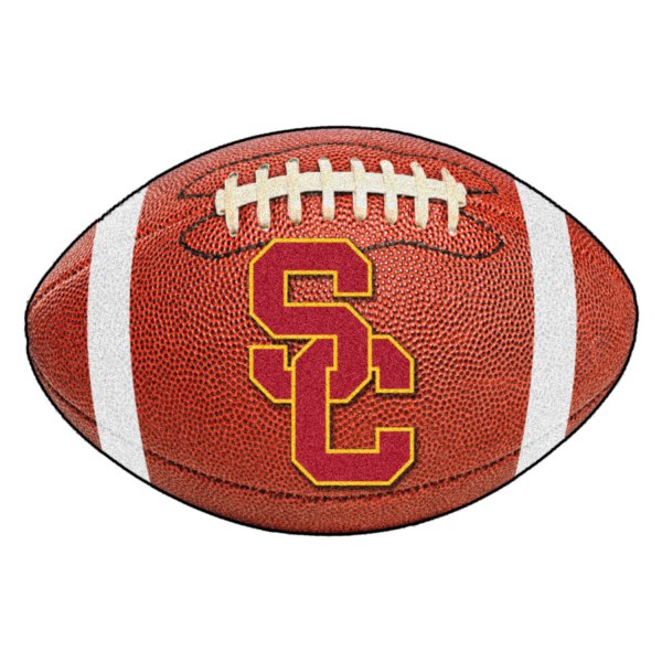 FanMats® - University of Southern California 20.5" x 32.5" Nylon Face Football Ball Floor Mat with "Block SC" Logo