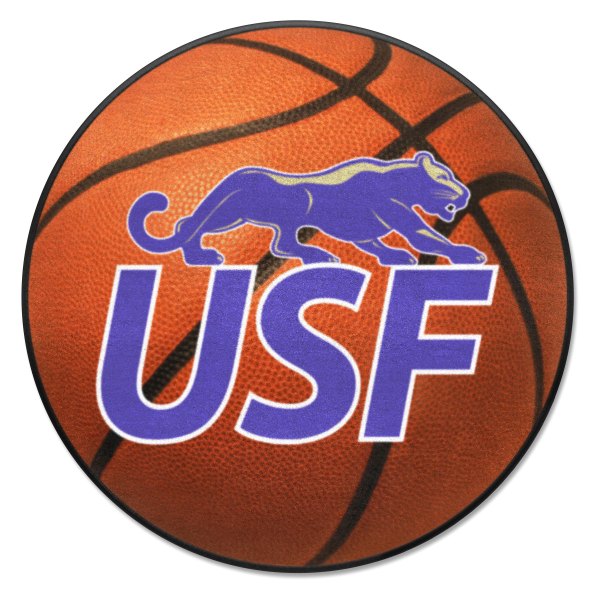 FanMats® - University of Sioux Falls 27" Dia Nylon Face Basketball Ball Floor Mat with "Cougar & USF" Logo