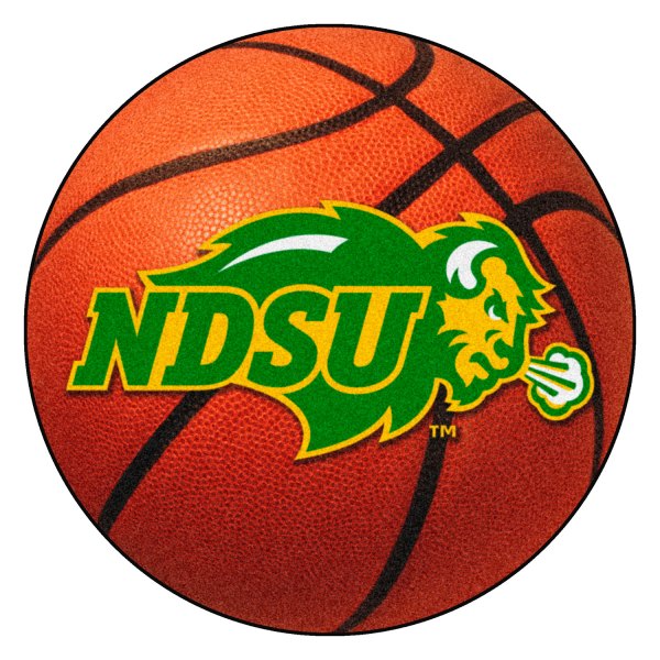 FanMats® - North Dakota State University 27" Dia Nylon Face Basketball Ball Floor Mat with "NDSU & Bison" Logo