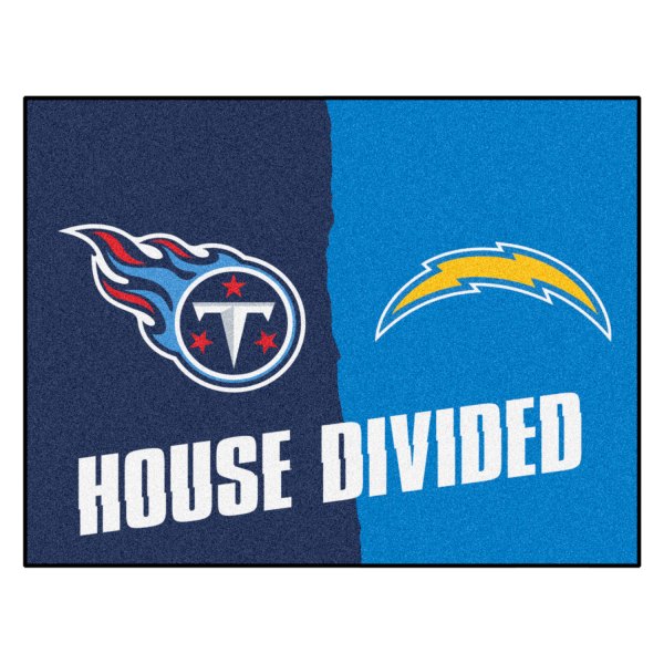 FanMats® - Los Angeles Chargers/Tennessee Titans 33.75" x 42.5" Nylon Face House Divided Floor Mat
