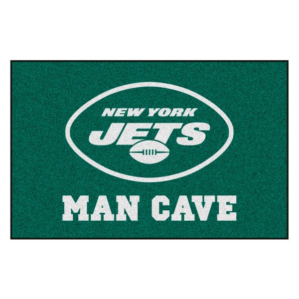 FanMats® - New York Jets 19" x 30" Nylon Face Man Cave Starter Mat with "Oval NY Jets" Logo
