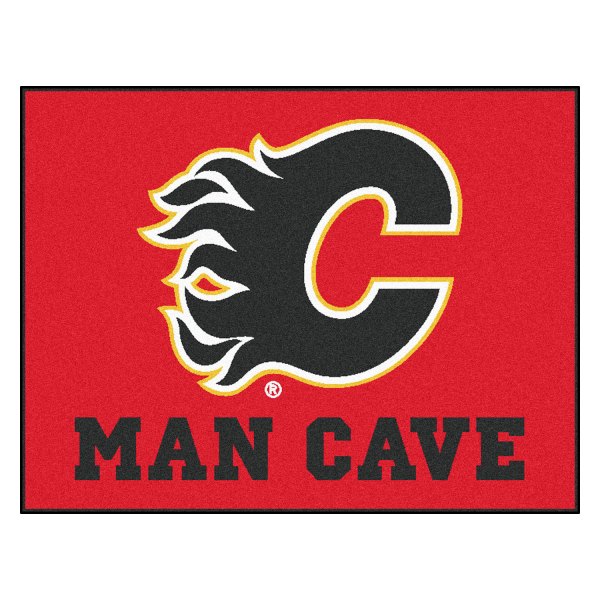 FanMats® - Calgary Flames 33.75" x 42.5" Nylon Face Man Cave All-Star Floor Mat with "Flaming C" Logo