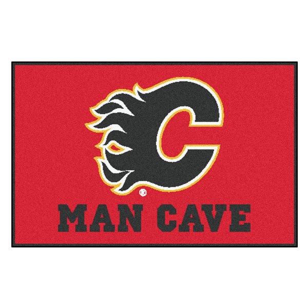 FanMats® - Calgary Flames 19" x 30" Nylon Face Man Cave Starter Mat with "Flaming C" Logo