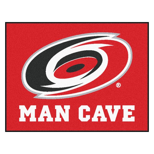 FanMats® - Carolina Hurricanes 33.75" x 42.5" Nylon Face Man Cave All-Star Floor Mat with "Eye of Hurricane" Logo