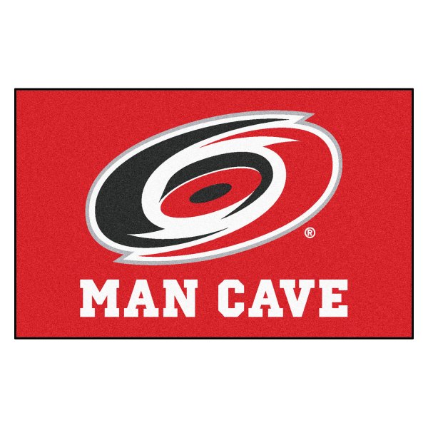 FanMats® - Carolina Hurricanes 60" x 96" Nylon Face Man Cave Ulti-Mat with "Eye of Hurricane" Logo