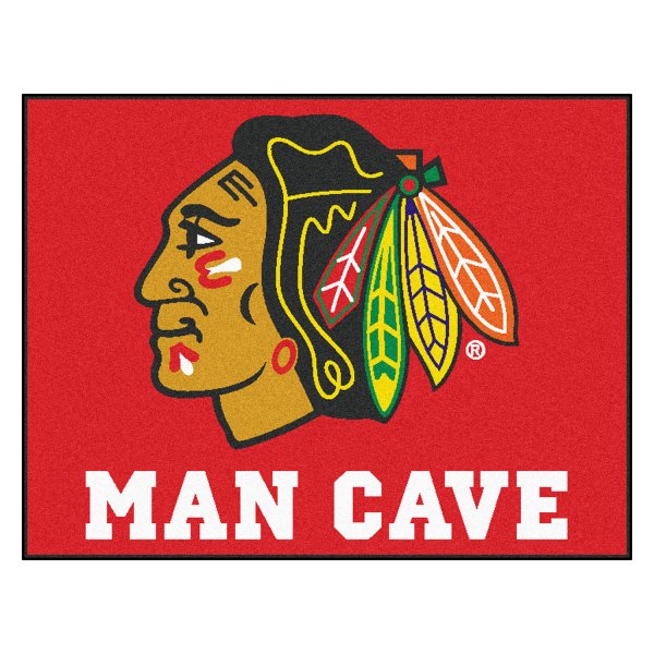 FanMats® - Chicago Blackhawks 33.75" x 42.5" Nylon Face Man Cave All-Star Floor Mat with "Native American" Logo