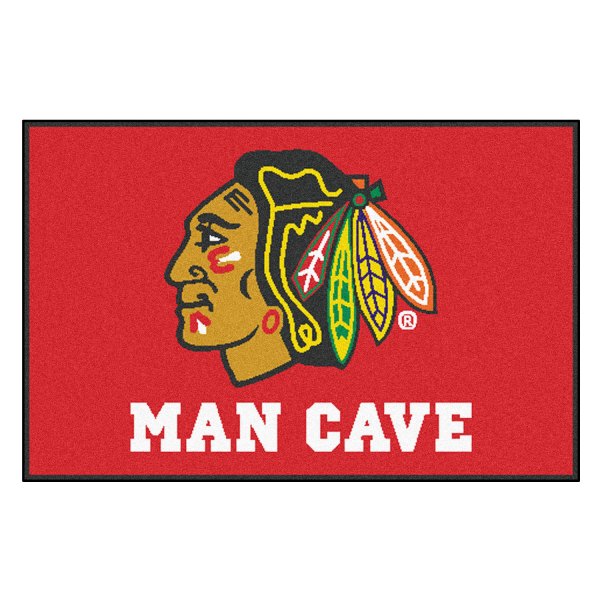 FanMats® - Chicago Blackhawks 19" x 30" Nylon Face Man Cave Starter Mat with "Native American" Logo