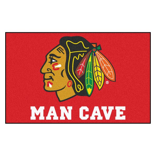 FanMats® - Chicago Blackhawks 60" x 96" Nylon Face Man Cave Ulti-Mat with "Native American" Logo