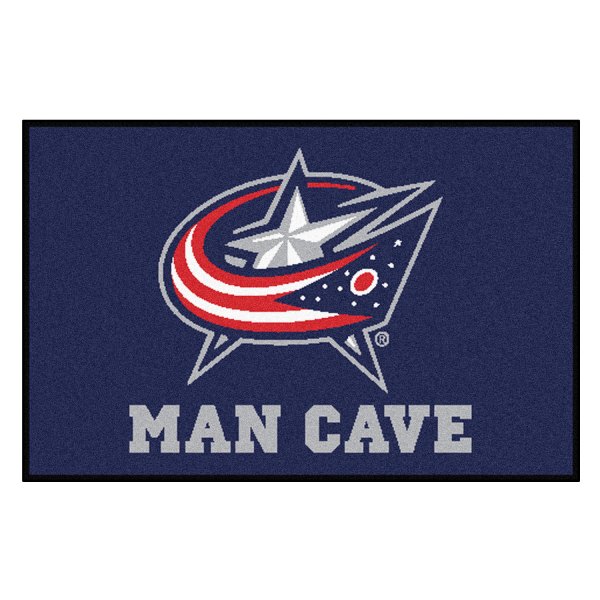 FanMats® - Columbus Blue Jackets 19" x 30" Nylon Face Man Cave Starter Mat with "Star Flag" Logo