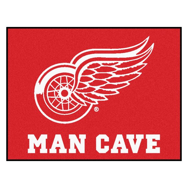 FanMats® - Detroit Red Wings 33.75" x 42.5" Nylon Face Man Cave All-Star Floor Mat with "Winged Wheel" Primary Logo