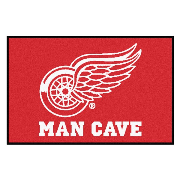 FanMats® - Detroit Red Wings 19" x 30" Nylon Face Man Cave Starter Mat with "Winged Wheel" Primary Logo