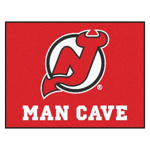 FanMats® - New Jersey Devils 33.75" x 42.5" Nylon Face Man Cave All-Star Floor Mat with "NJ Devil Horn" Logo