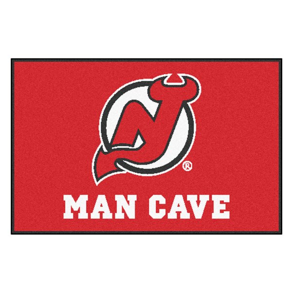 FanMats® - New Jersey Devils 19" x 30" Nylon Face Man Cave Starter Mat with "NJ Devil Horn" Logo